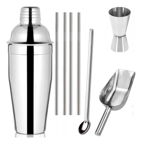 Set Kit Bartender Barman Completo Coctelera Trago Acero 