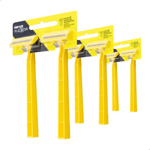 Aparelho De Barbear Com 2 Laminas Em Aço Inox Amarelo 24un