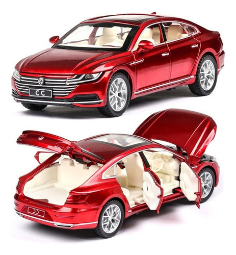 Autos de metal en miniatura Volkswagen Cc 2020 con luces y sonidos de color rojo