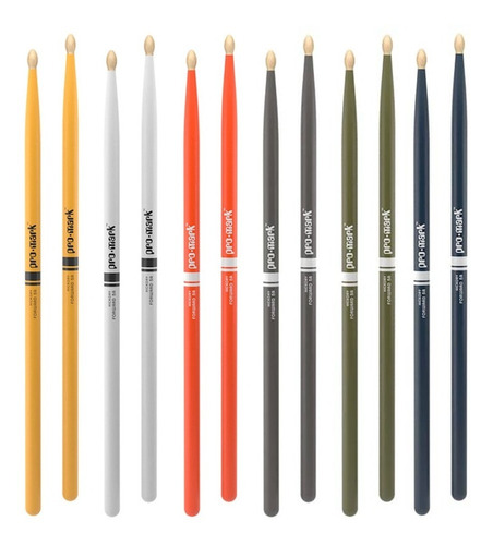 Palillos Baquetas Pro Mark Hickory Punta Madera Colores