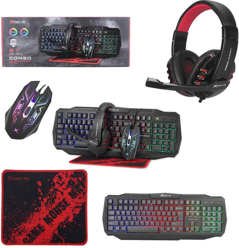 Imagen 1 de 8 de Kit Xtrike-me Gamer 4 En 1 Tecla/mou/auri/pad Cm-406