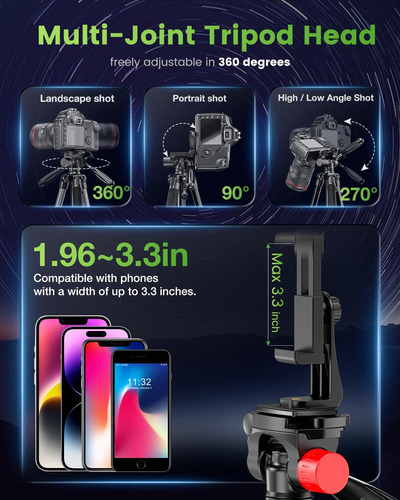 Trípode De Cámara 74 Pulgadas Marca Modelo Profesional Alumi Color