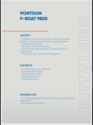 Lancha Pontoon 9500 F-boat, Fluvimar