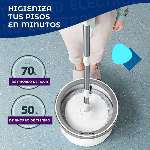 Imagen 7 de 10 de Mopa Balde Trapeador Escurridor Separa Agua Sucia Y Limpia