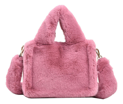 Bolso Mullido Para Mujer, Suave Y Peludo, Con Asa Superior,