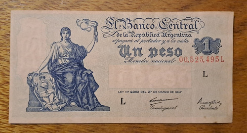 Bottero N 1835 Billete 1 Peso Serie Progreso.  Excelente 