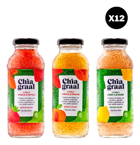 Pack X 12 Jugos Chia Graal A Elección X 250 Ml