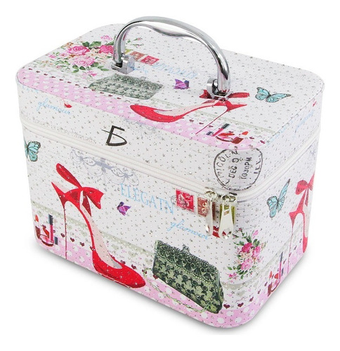 Cosmetiquera Neceser Maquillaje Estampado Kit De 3 Color Blanco