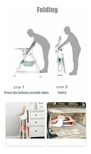 Silla De Comer 2 En 1 Para Bebe Color Rosa Altura Ajustable