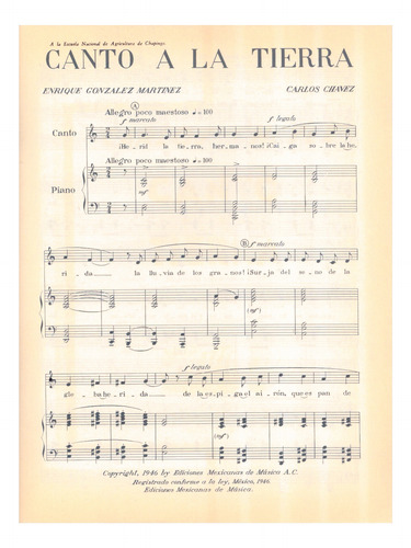C. Chavez: Canto A La Tierra De Enrique González Martínez.