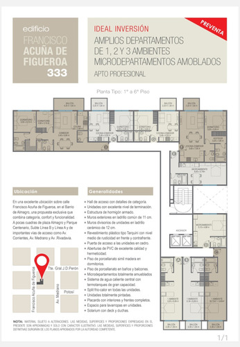 Excelente Empredimiento Monoambiente En Almagro