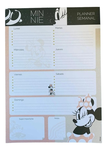 Planner Semanal Vertical Minnie Gold