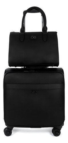 Set De Maletas De Viaje Para Mujer Cloe Con Porta Laptop Color Negro