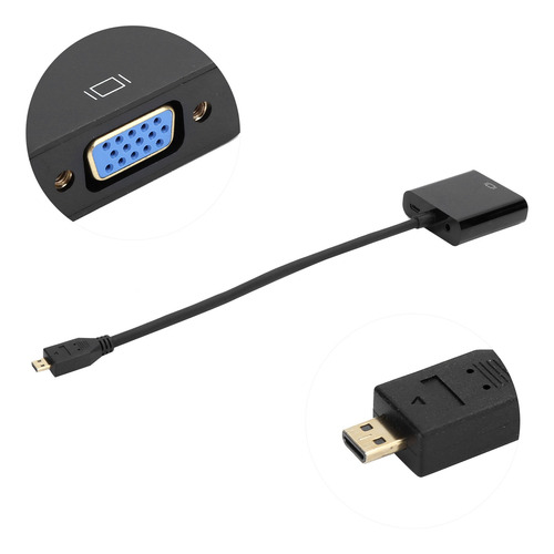 1080p Micro Hdmi Para Vga Conversor De Vídeo Adaptador Usb Á