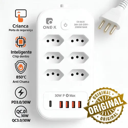 洋楽 ubs.ueda Filtro De Linha Extensão Régua 6 Tomadas Usb Turbo 2 Metros