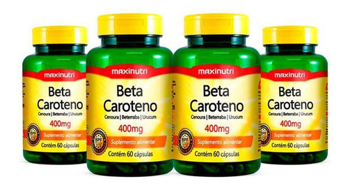 Kit 04 Beta Caroteno 400 mg, 60 cápsulas Maxinutri sin sabor