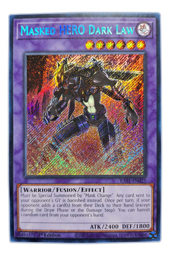 Yugi-oh! Masked Hero Dark Law Ra01-en025 Secret