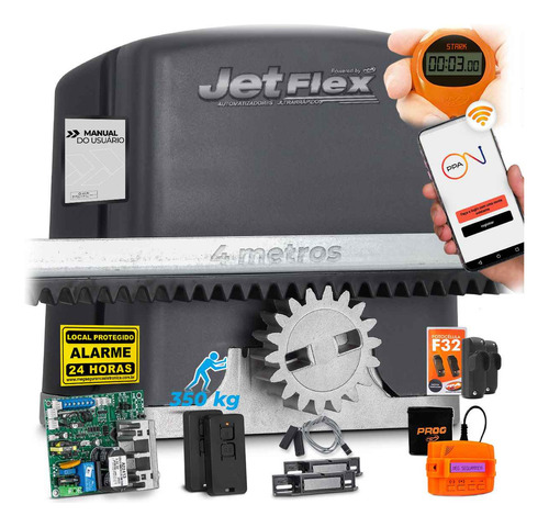 Kit 1 Motor Ppa Dz Rio Jet Flex Wifi App 350kg 4m 1 Prog Cor Cinza Frequência 433hz Tamanho Da Engrenagem Z18 110v/220v