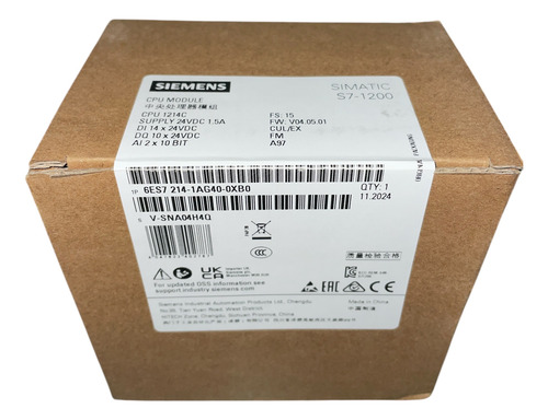 Siemens 6es7214-1ag40-0xb0 Simat S7-1200, Cpu 1214c Dc/dc/dc