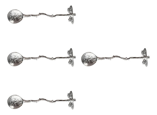 4 Piezas De Cucharas De Libélula Para Decoración De Plata