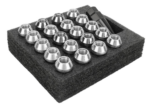 Conjunto De Porcas Prateadas M12x1,25, 22 Peças De Chave Côn