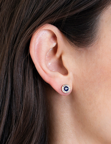 Aretes Ojito Turco 0.7 Cm Oro Sólido 14k