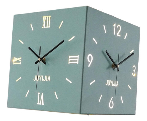 Reloj De Pared De De Doble Cara Con Adorno Silencioso Azul