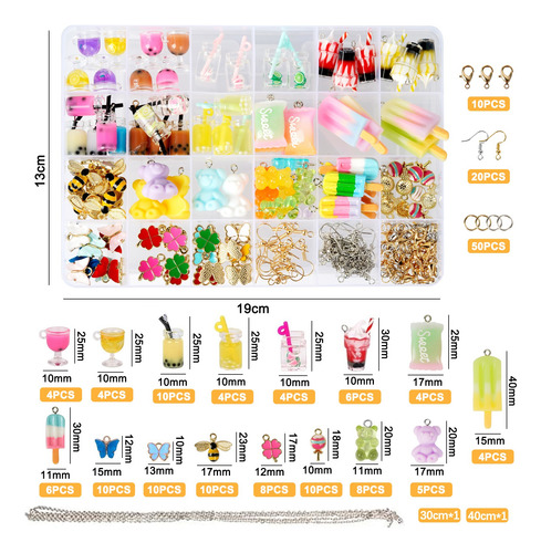 107 Pzs Diy Hacer Pendientes Pulseras Collares Ilaveros Kit