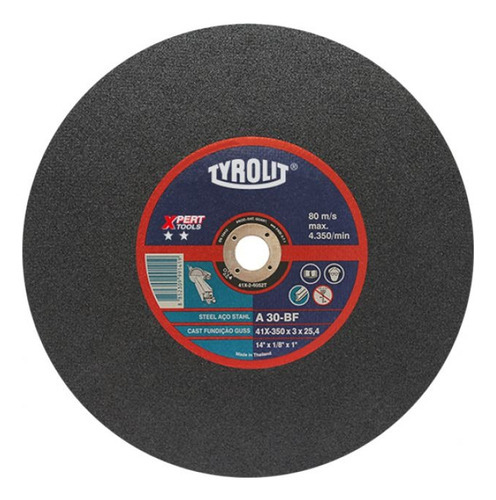 Disco Corte Tyrolit Xpert De 350 X 3 Mm Caja X 10 Un Sensitiva 14 Plano 355x3 Hierro 350x3 Metal Inoxidable Color Negro