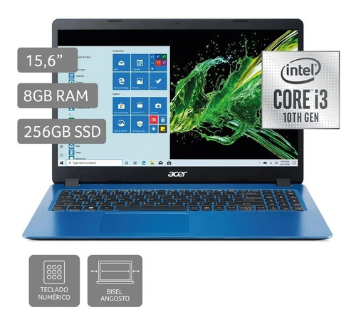 Laptop Acer A315-56 15.6  Intel Core I3 256gb Ssd 8gb Ram