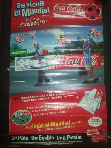 Cartel Publicidad Coca Cola* Se Viene El Mundial * Año 2002 