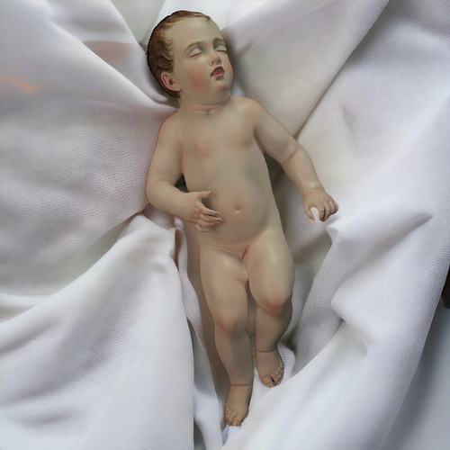 Niño Dios Dormido O Niño Del Consuelo 46 Cm Óleo Bruñido