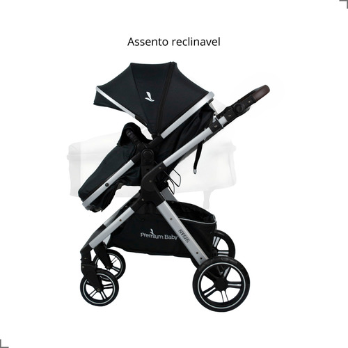 Carrinho De Bebê Moisés Com Bebê Conforto Kansas Preto/prata