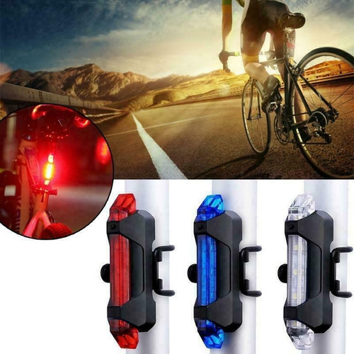 Luz De Bicicleta Led Recargable Por Usb Trasera O Posterior