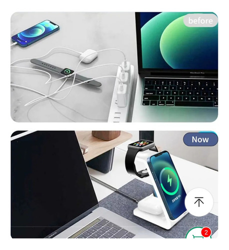 Base Suporte Cabo Para iPhone AirPods iPhone Watch Cor Branco