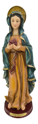 Virgen Rosa Mística De Poliresina - Di Angelo 30 Cm