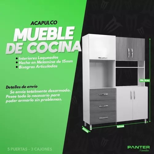 Kit De Cocina Completa 5 Puertas 3 Cajones Y Patas 100% Mdp Grafito -  Muebles Express