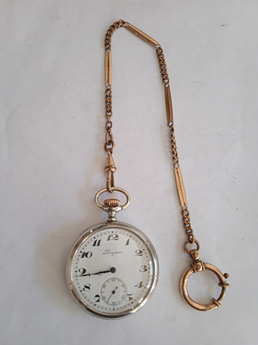 Antiguo Reloj Bolsillo Longines Con Cadena Está Y Funciona I