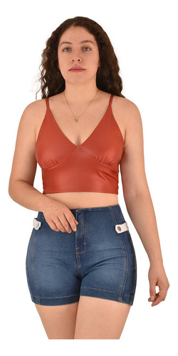 Crop Top Piel Dama Sexy Juvenil