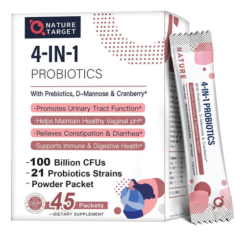 Probióticos 4 En 1 100 Billion Nature Target 45 Packets