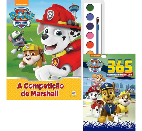 Livro de colorir com aquarela - Patrulha Canina - A competição de Marshall  - Aquarela Livros