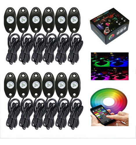 Kingo Kit 12 Capsula Luz Rgb Led Control Bluetooth Neon