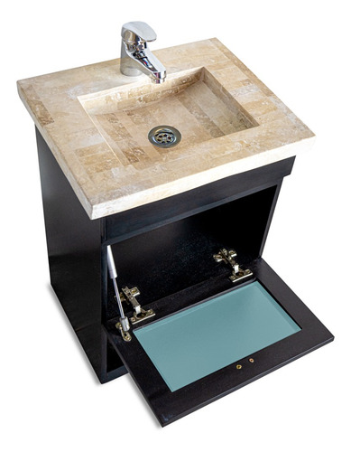 Imagen 8 de 9 de Vanitory Colgante 40cm Madera Bacha Travertino