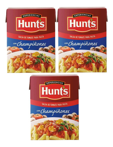 3 Salsa Para Pasta Hunts De Tomate Con Champiñones 360g C/u