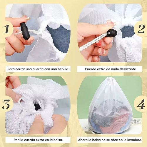 Bolsa Malla De Lavandería Agujero Grueso Cordón Grande 3pz
