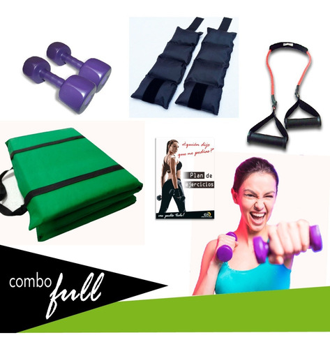 Imagen 1 de 7 de Combo Gimnasia Colchoneta Tobillera Mancuerna Banda Elàstica