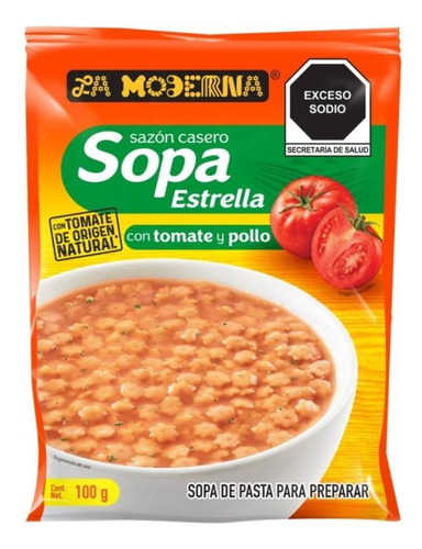 Sopa De Estrellitas La Moderna Con Tomate Y Pollo 100 G