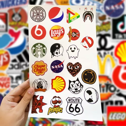 Mega Sticker Kit de 100 pegatinas, Varias pegatinas, Marcas famosas, Diseñador