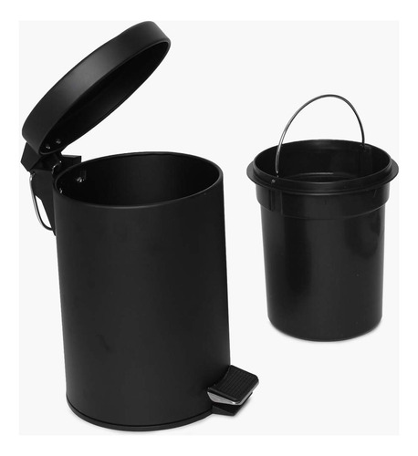 Mini Bote De Basura Cesto Removible Metalico Pedal 3 Litros Color Negro
