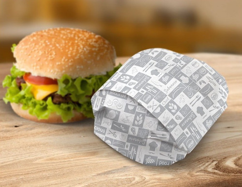 Imagem 1 de 8 de Papel Manteiga Embrulho Personalizado Hamburger 1000 Folhas